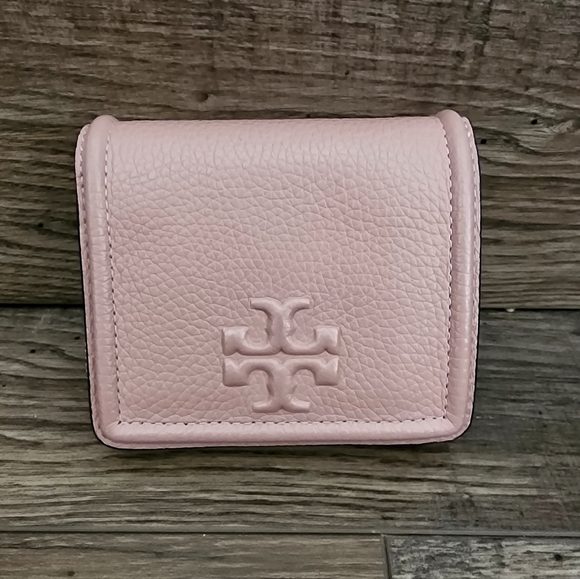 Tory Burch Handbags - Tory Burch Thea Mini Pebbled Leather Bifold Wallet, Light Pink